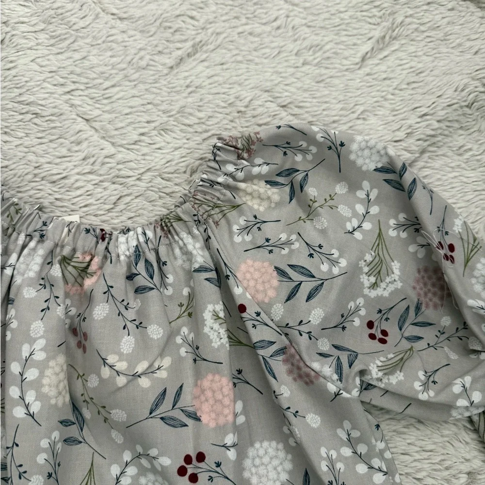 New Handcrafted Dandelion Print Peasant Dress